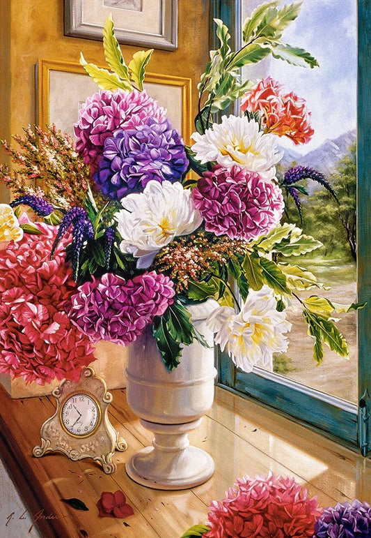 1000 Piece Jigsaw Puzzle, Still Life with Hydrangeas, Flower puzzles, colorful plants, Classic picture, Adult Puzzle, Castorland C - 104444 - 2 - Bridge Toys - Premium Jigsaw Puzzles - Little Red General Store