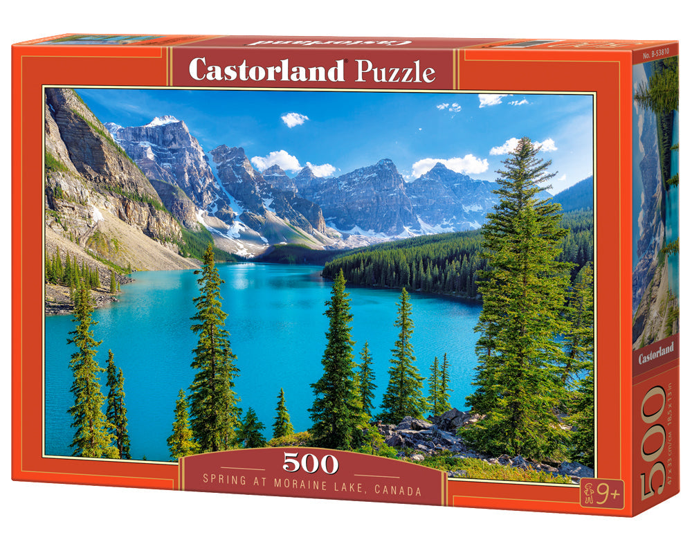 500 Piece Jigsaw Puzzle, Spring at Moraine Lake, Canada, Mountain view, Landscape puzzle, Adult Puzzle, Castorland B - 53810 - Bridge Toys - Premium Jigsaw Puzzles - Little Red General Store