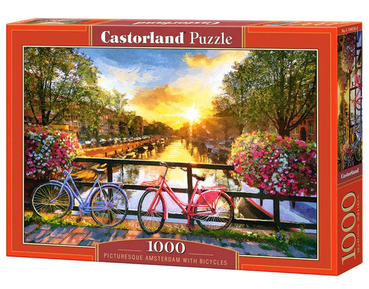 1000 Piece Jigsaw Puzzle, Picturesque Amsterdam with Bicycles, European puzzle, Adult Puzzle, Castorland C - 104536 - 2 - Bridge Toys - Premium Jigsaw Puzzles - Little Red General Store