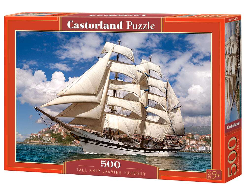 500 Piece Jigsaw Puzzle, Tall Ship Leaving Harbor, Cruise, Sailing Ship Puzzle, Ocean Puzzle, Adult Puzzles, Castorland B - 52851 - Bridge Toys - Premium Jigsaw Puzzles - Little Red General Store