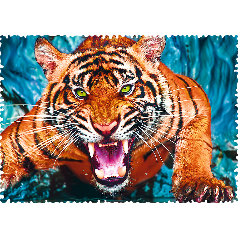 Crazy Shape 600 Piece Jigsaw Puzzles, Facing a Tiger, Animal Puzzle with Tiger, Adult Puzzles, Trefl 11110 - Bridge Toys - Premium Jigsaw Puzzles - Little Red General Store