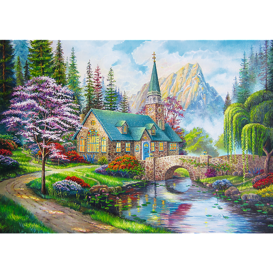 500 Piece Jigsaw Puzzles, Woodland Seclusion, Idyllic Landscape, Mountains and River, Cottage Puzzle, Adult Puzzles, Trefl 37327 - Bridge Toys - Premium Jigsaw Puzzles - Little Red General Store