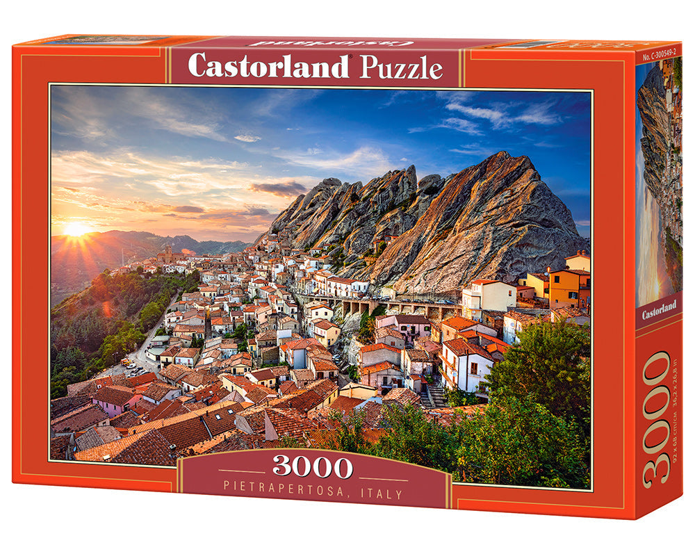 3000 Piece Jigsaw Puzzle, Pietrapertosa, Italy, Sunset, Scenic landscape, Mountain village, Adult Puzzle, Castorland C - 300549 - 2 - Bridge Toys - Premium Jigsaw Puzzles - Little Red General Store