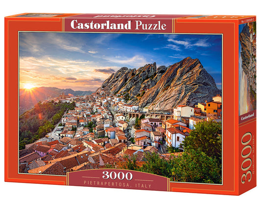 3000 Piece Jigsaw Puzzle, Pietrapertosa, Italy, Sunset, Scenic landscape, Mountain village, Adult Puzzle, Castorland C - 300549 - 2 - Bridge Toys - Premium Jigsaw Puzzles - Little Red General Store
