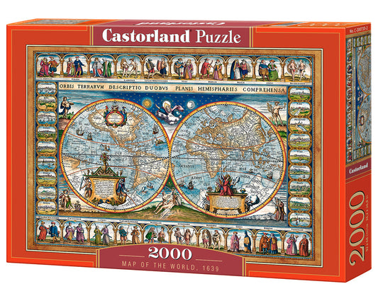 2000 Piece Jigsaw Puzzle, Map of the world 1639, Cartographic map, Historic puzzles, Geographic, Adult Puzzle, Castorland C - 200733 - 2 - Bridge Toys - Premium Jigsaw Puzzles - Little Red General Store