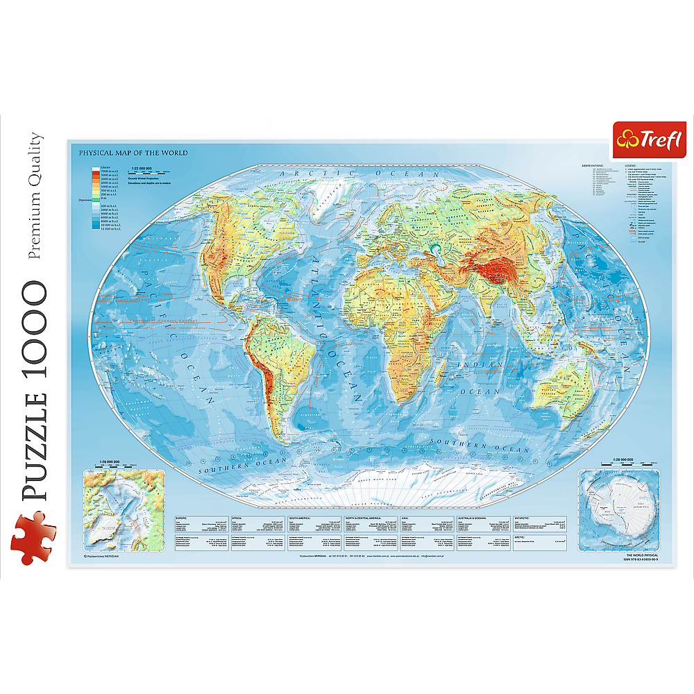 1000 Piece Jigsaw Puzzles, Physical Map of The World, Puzzle of the Earth with Countries, Adult Puzzles, Trefl 10463 - Bridge Toys - Premium Jigsaw Puzzles - Little Red General Store