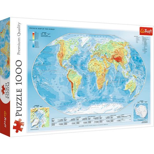 1000 Piece Jigsaw Puzzles, Physical Map of The World, Puzzle of the Earth with Countries, Adult Puzzles, Trefl 10463 - Bridge Toys - Premium Jigsaw Puzzles - Little Red General Store