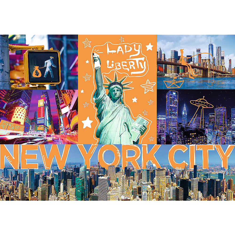 1000 Piece Jigsaw Puzzles, New York City Art, Puzzle of NYC with Neon, Puzzles of the USA, Adult Puzzles, Trefl 10579 - Bridge Toys - Premium Jigsaw Puzzles - Little Red General Store