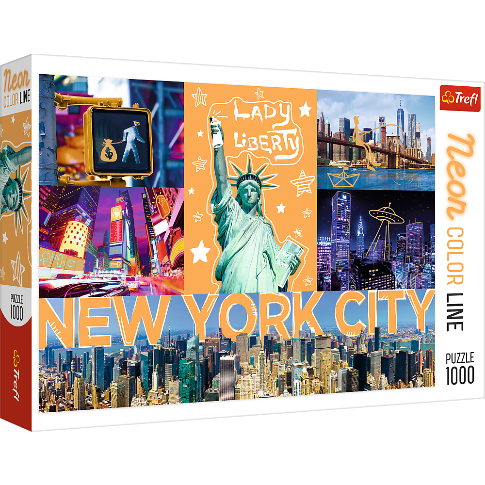 1000 Piece Jigsaw Puzzles, New York City Art, Puzzle of NYC with Neon, Puzzles of the USA, Adult Puzzles, Trefl 10579 - Bridge Toys - Premium Jigsaw Puzzles - Little Red General Store