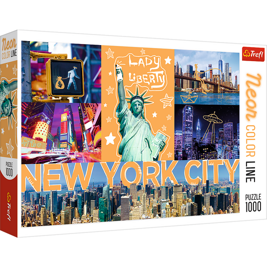 1000 Piece Jigsaw Puzzles, New York City Art, Puzzle of NYC with Neon, Puzzles of the USA, Adult Puzzles, Trefl 10579 - Bridge Toys - Premium Jigsaw Puzzles - Little Red General Store