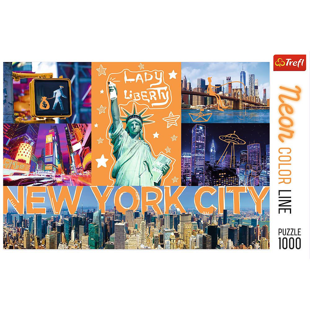1000 Piece Jigsaw Puzzles, New York City Art, Puzzle of NYC with Neon, Puzzles of the USA, Adult Puzzles, Trefl 10579 - Bridge Toys - Premium Jigsaw Puzzles - Little Red General Store