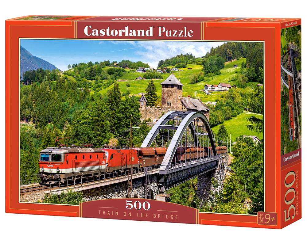 500 Piece Jigsaw Puzzle, Train on the Bridge, Mountain Train, Locomotive Puzzle, Train puzzle, Adult Puzzles, Castorland B - 52462 - Bridge Toys - Premium Jigsaw Puzzles - Little Red General Store