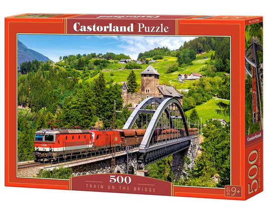 500 Piece Jigsaw Puzzle, Train on the Bridge, Mountain Train, Locomotive Puzzle, Train puzzle, Adult Puzzles, Castorland B - 52462 - Bridge Toys - Premium Jigsaw Puzzles - Little Red General Store