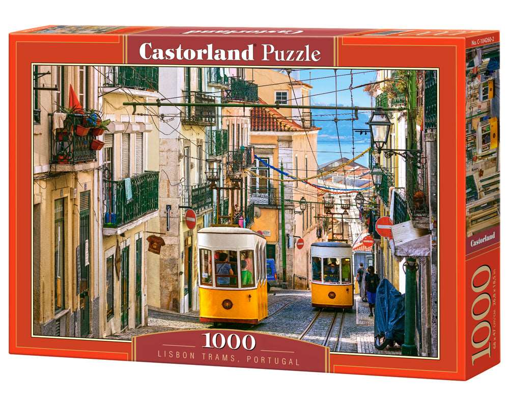1000 Piece Jigsaw Puzzle, Lisbon Trams, Portugal, European puzzle, Sister city of San Francisco, Adult Puzzle, Castorland C - 104260 - 2 - Bridge Toys - Premium Jigsaw Puzzles - Little Red General Store