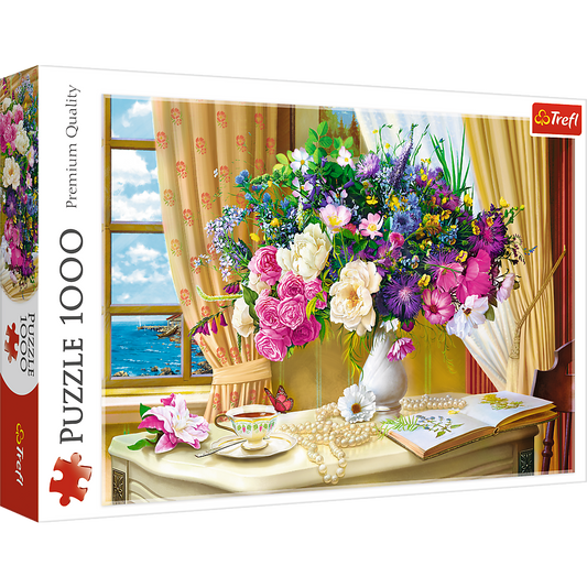 1000 Piece Jigsaw Puzzle, Flowers in The Morning, Painting Puzzle, Plants and Flower Puzzle, Adult Puzzles, Trefl 10526 - Bridge Toys - Premium Jigsaw Puzzles - Little Red General Store