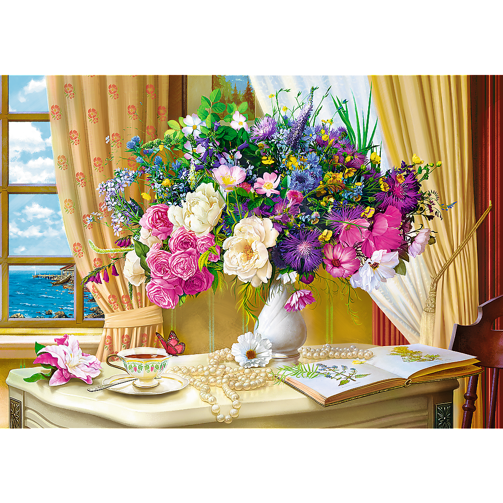 1000 Piece Jigsaw Puzzle, Flowers in The Morning, Painting Puzzle, Plants and Flower Puzzle, Adult Puzzles, Trefl 10526 - Bridge Toys - Premium Jigsaw Puzzles - Little Red General Store