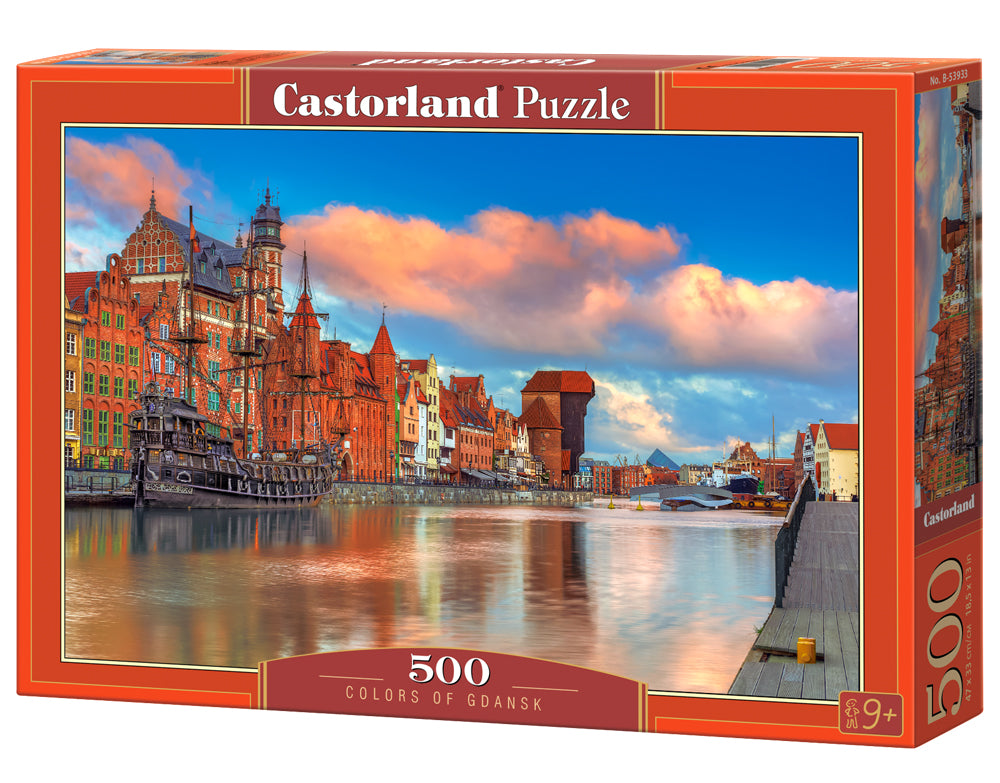 500 Piece Jigsaw Puzzle, Colors of Gdansk, Poland, Historical puzzle, Waterline, Adult Puzzle, Castorland B - 53933 - Bridge Toys - Premium Jigsaw Puzzles - Little Red General Store