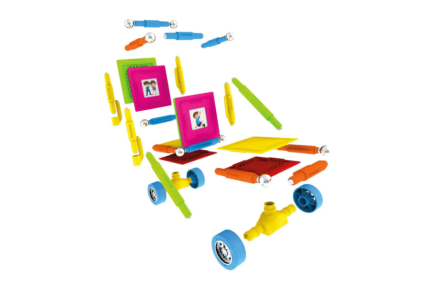 Tinamiri Supermag - Wheels 55 - Magnetic Building Set, Educational construction fun, 55 piece set, Magnet Toys, 0661 - Bridge Toys - Premium Jigsaw Puzzles - Little Red General Store