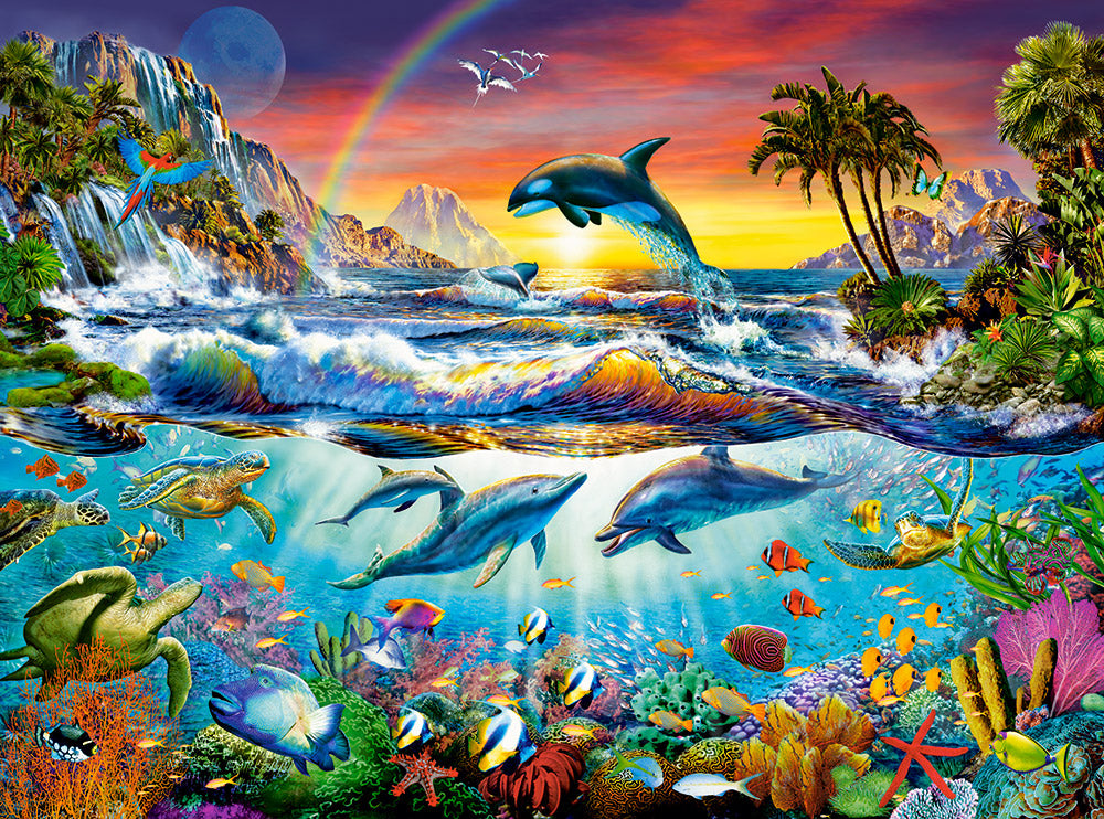 3000 Piece Jigsaw Puzzle, Paradise Cove, Ocean Wildlife, Nature puzzle, Dolphin, Animal puzzle, Adult Puzzle, Castorland C - 300396 - 2 - Bridge Toys - Premium Jigsaw Puzzles - Little Red General Store