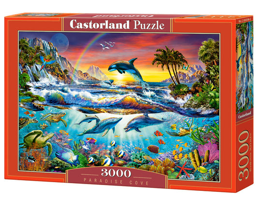 3000 Piece Jigsaw Puzzle, Paradise Cove, Ocean Wildlife, Nature puzzle, Dolphin, Animal puzzle, Adult Puzzle, Castorland C - 300396 - 2 - Bridge Toys - Premium Jigsaw Puzzles - Little Red General Store