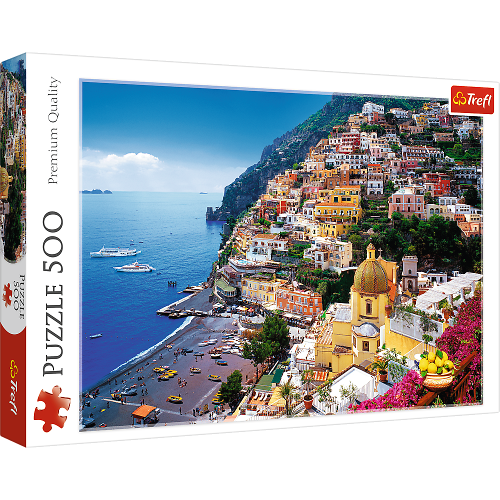 500 Piece Jigsaw Puzzles, Positano, Italy, Amalfi Coast Puzzle, Colorful Oceanside Puzzle, Adult Puzzles, Trefl 37145 - Bridge Toys - Premium Jigsaw Puzzles - Little Red General Store