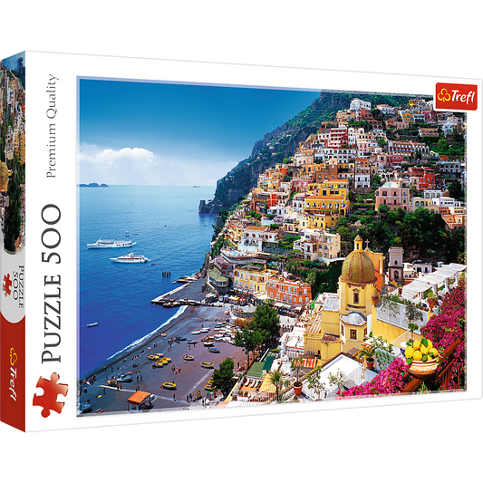 500 Piece Jigsaw Puzzles, Positano, Italy, Amalfi Coast Puzzle, Colorful Oceanside Puzzle, Adult Puzzles, Trefl 37145 - Bridge Toys - Premium Jigsaw Puzzles - Little Red General Store