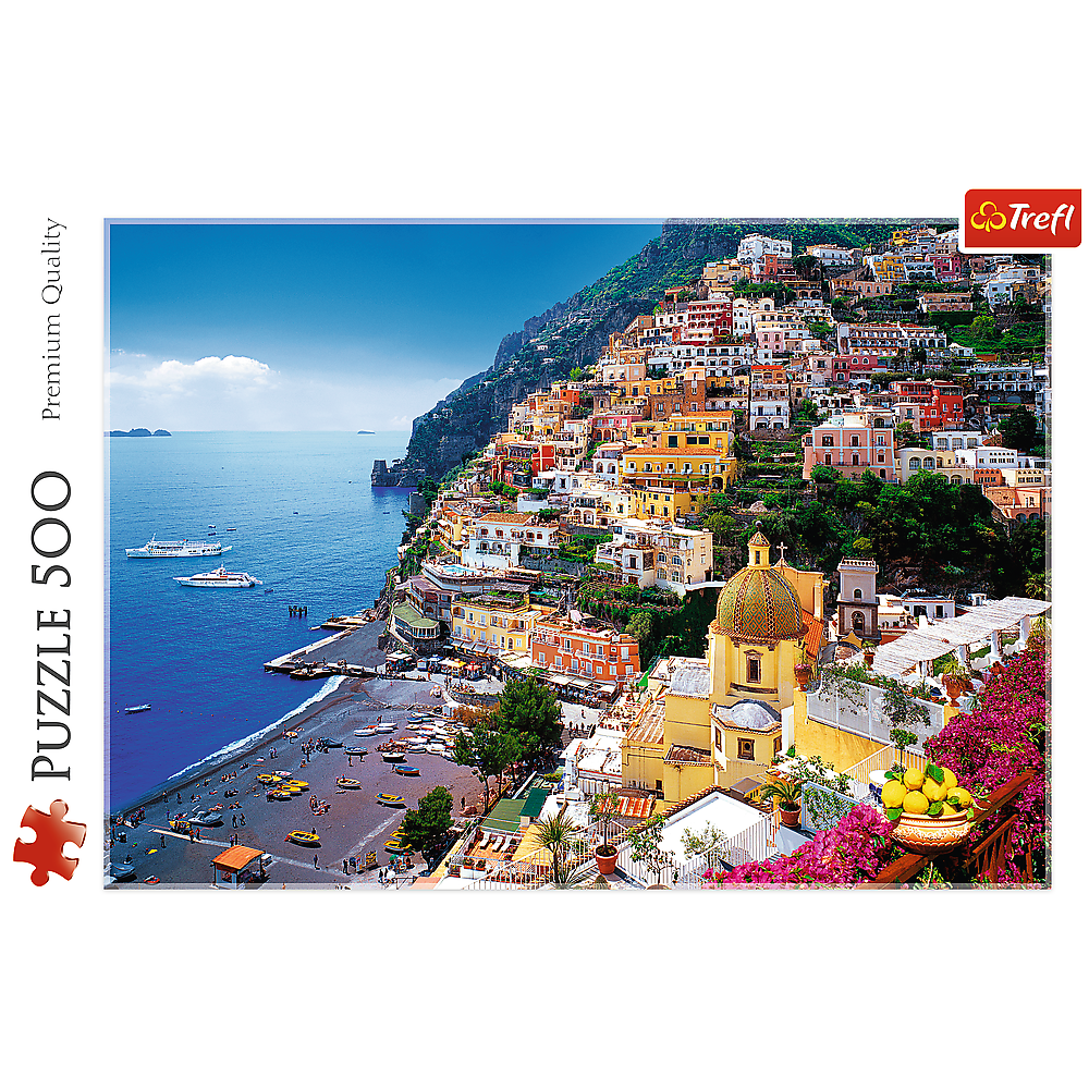 500 Piece Jigsaw Puzzles, Positano, Italy, Amalfi Coast Puzzle, Colorful Oceanside Puzzle, Adult Puzzles, Trefl 37145 - Bridge Toys - Premium Jigsaw Puzzles - Little Red General Store