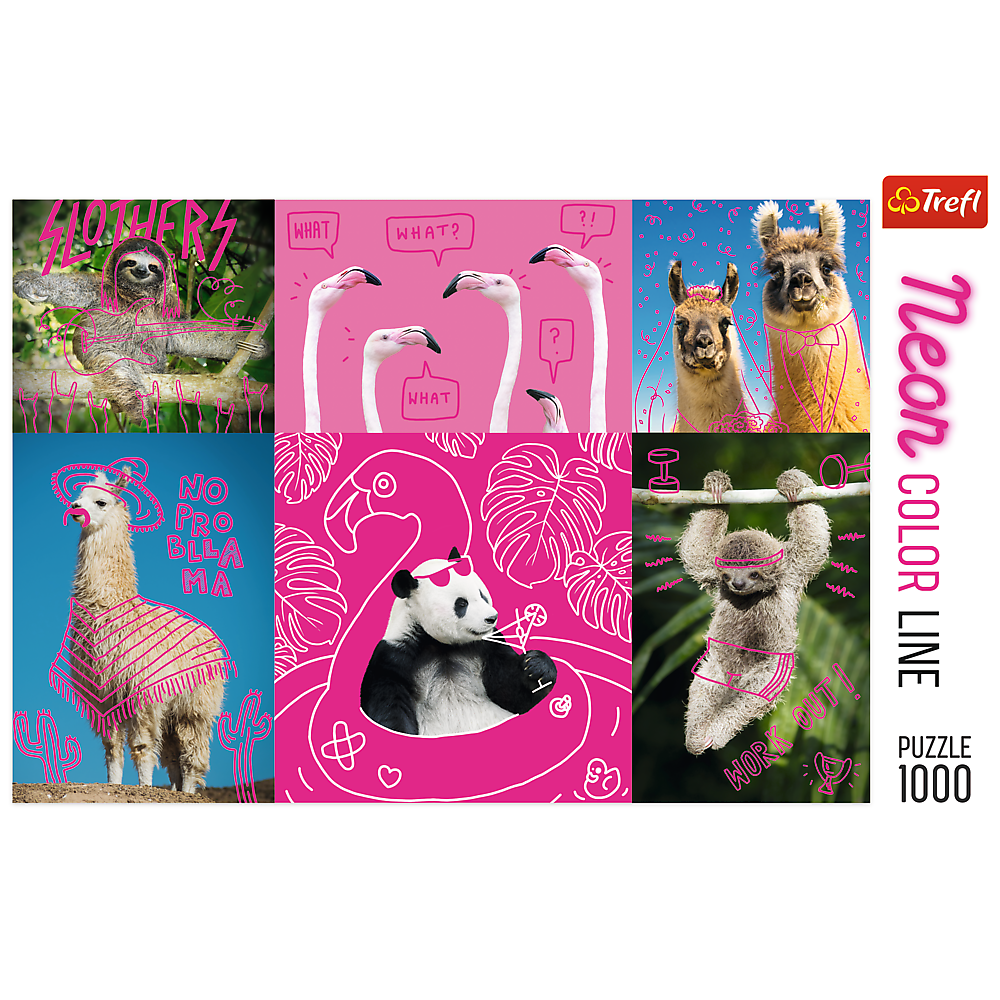 1000 Piece Jigsaw Puzzles, Crazy Animals, Silly Animals, Panda, Llama, Sloth, Flamingo, Adult Puzzles, Trefl 10594 - Bridge Toys - Premium Jigsaw Puzzles - Little Red General Store