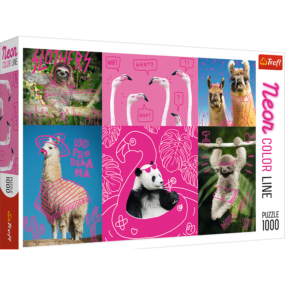 1000 Piece Jigsaw Puzzles, Crazy Animals, Silly Animals, Panda, Llama, Sloth, Flamingo, Adult Puzzles, Trefl 10594 - Bridge Toys - Premium Jigsaw Puzzles - Little Red General Store