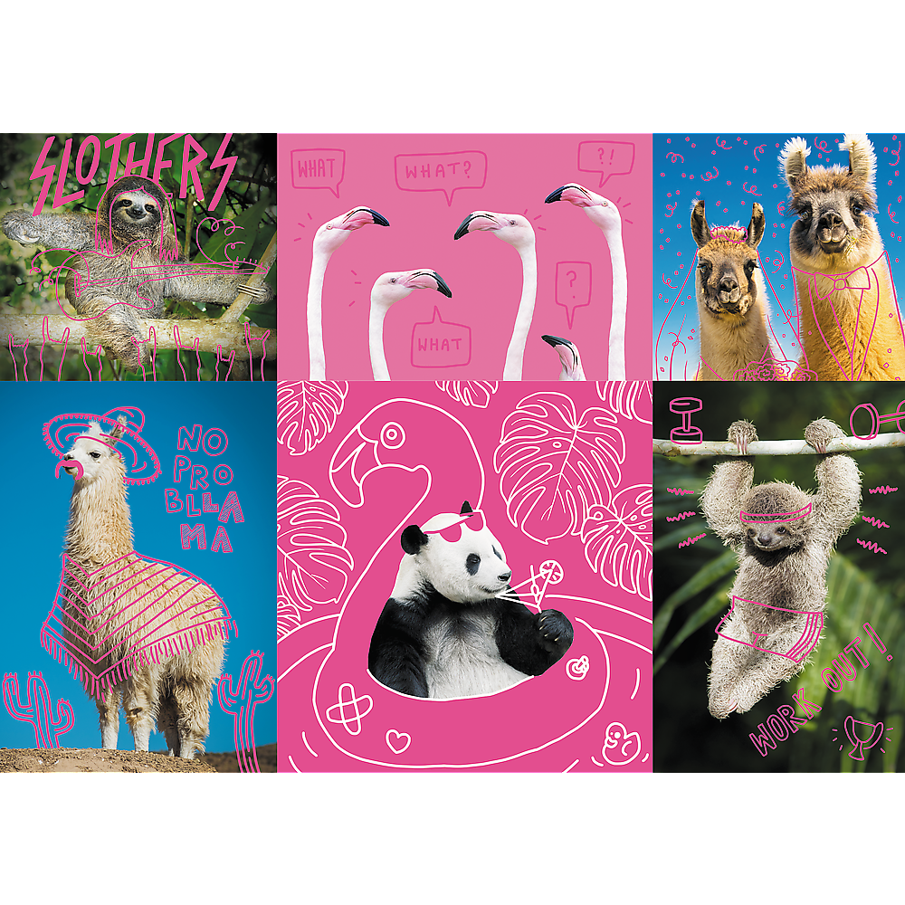 1000 Piece Jigsaw Puzzles, Crazy Animals, Silly Animals, Panda, Llama, Sloth, Flamingo, Adult Puzzles, Trefl 10594 - Bridge Toys - Premium Jigsaw Puzzles - Little Red General Store