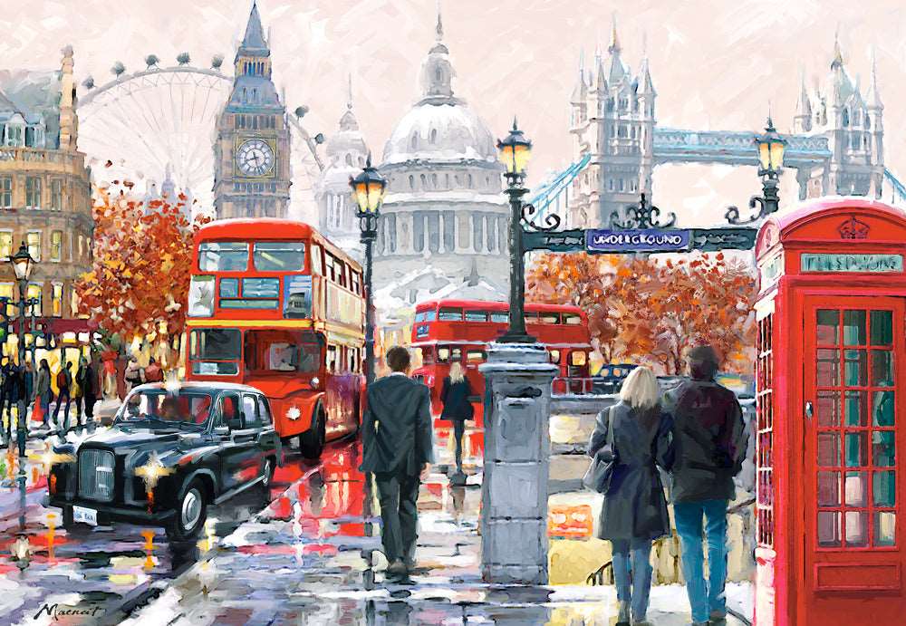 1000 Piece Jigsaw Puzzle, London Collage, Colorful Puzzle of the UK, London puzzle, European Puzzle, Adult Puzzle, Castorland C - 103140 - 2 - Bridge Toys - Premium Jigsaw Puzzles - Little Red General Store