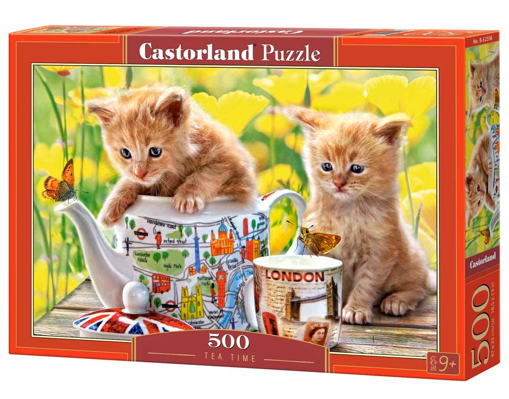 500 Piece Jigsaw Puzzle, Tea Time, Animal puzzle, Cat puzzle, Kittie puzzle, Cute cat, Adult Puzzles, Castorland B - 52356 - Bridge Toys - Premium Jigsaw Puzzles - Little Red General Store