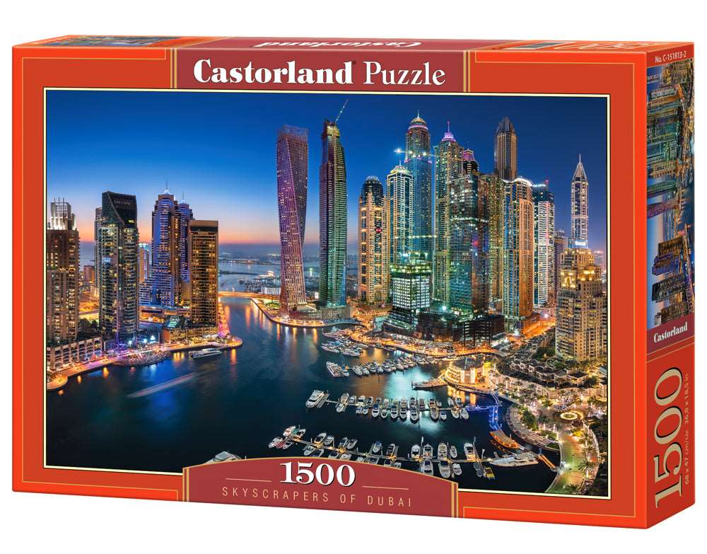 1500 Piece Jigsaw Puzzle, Skyscrapers of Dubai, Citi lights, Emirates, Adult Puzzles, Castorland C - 151813 - 2 - Bridge Toys - Premium Jigsaw Puzzles - Little Red General Store