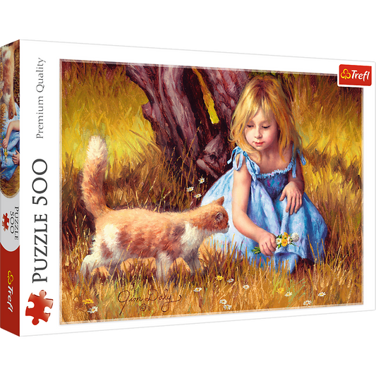 500 Piece Jigsaw Puzzles, In The Center of Attention, Jim Daly Puzzle with Little Girl and Cat, Adult Puzzles, Trefl 37291 - Bridge Toys - Premium Jigsaw Puzzles - Little Red General Store