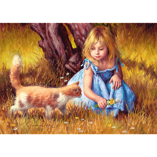 500 Piece Jigsaw Puzzles, In The Center of Attention, Jim Daly Puzzle with Little Girl and Cat, Adult Puzzles, Trefl 37291 - Bridge Toys - Premium Jigsaw Puzzles - Little Red General Store