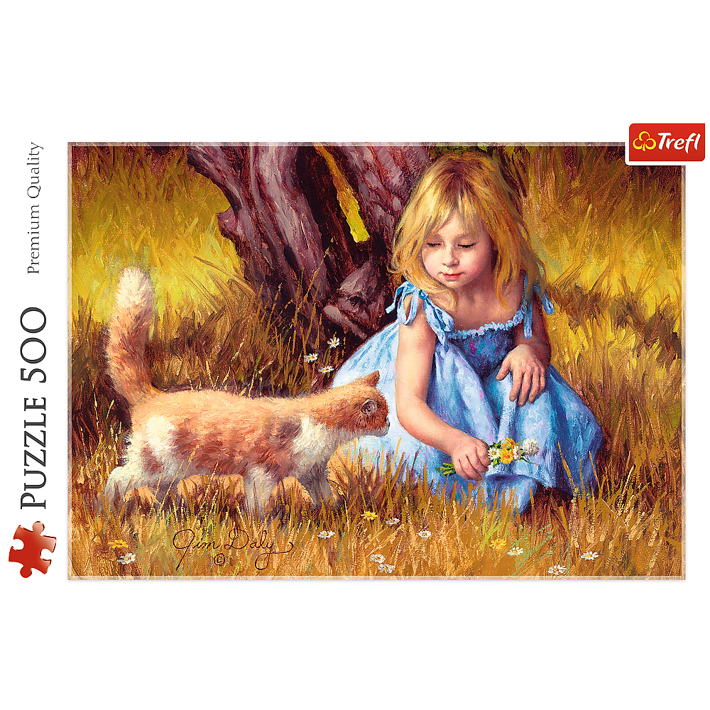 500 Piece Jigsaw Puzzles, In The Center of Attention, Jim Daly Puzzle with Little Girl and Cat, Adult Puzzles, Trefl 37291 - Bridge Toys - Premium Jigsaw Puzzles - Little Red General Store