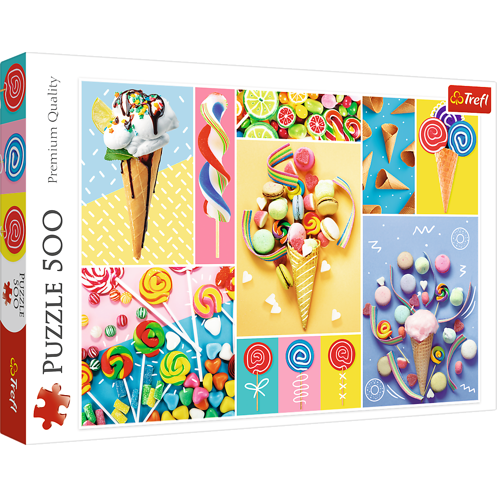 500 Piece Jigsaw Puzzle, Favorite Sweets, Candy and Ice Cream Puzzle, Adult Puzzles, Trefl 37335 - Bridge Toys - Premium Jigsaw Puzzles - Little Red General Store