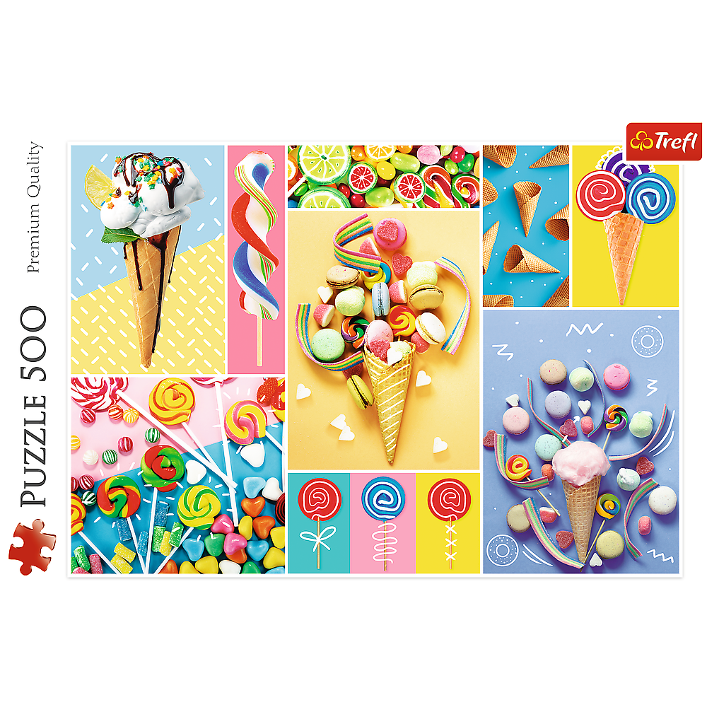 500 Piece Jigsaw Puzzle, Favorite Sweets, Candy and Ice Cream Puzzle, Adult Puzzles, Trefl 37335 - Bridge Toys - Premium Jigsaw Puzzles - Little Red General Store