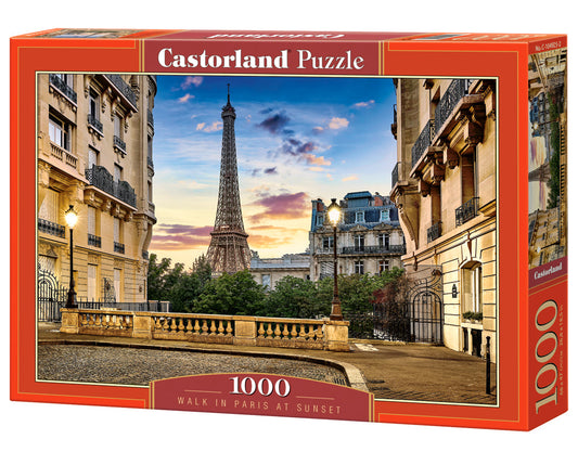 1000 Piece Jigsaw Puzzle, Walk in Paris at Sunset, Puzzle of France, cityscape, Eiffel Tower, Adult Puzzle, Castorland C - 104925 - 2 - Bridge Toys - Premium Jigsaw Puzzles - Little Red General Store