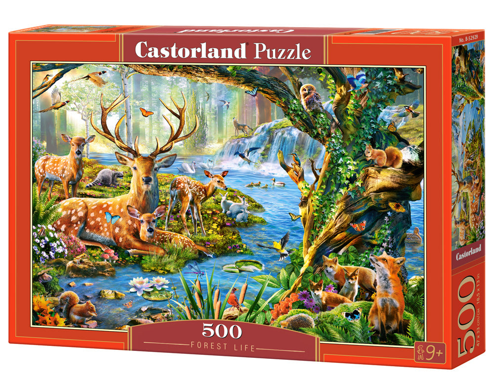 500 Piece Jigsaw Puzzle, Forest Life, Charming view of deer and animals in the forest, Adult Puzzle, Castorland B - 52929 - Bridge Toys - Premium Jigsaw Puzzles - Little Red General Store