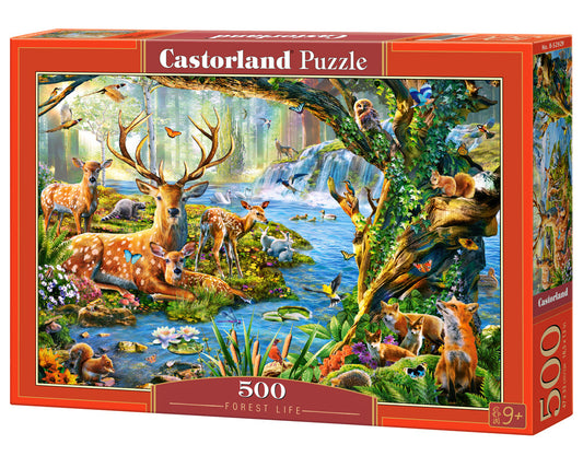 500 Piece Jigsaw Puzzle, Forest Life, Charming view of deer and animals in the forest, Adult Puzzle, Castorland B - 52929 - Bridge Toys - Premium Jigsaw Puzzles - Little Red General Store
