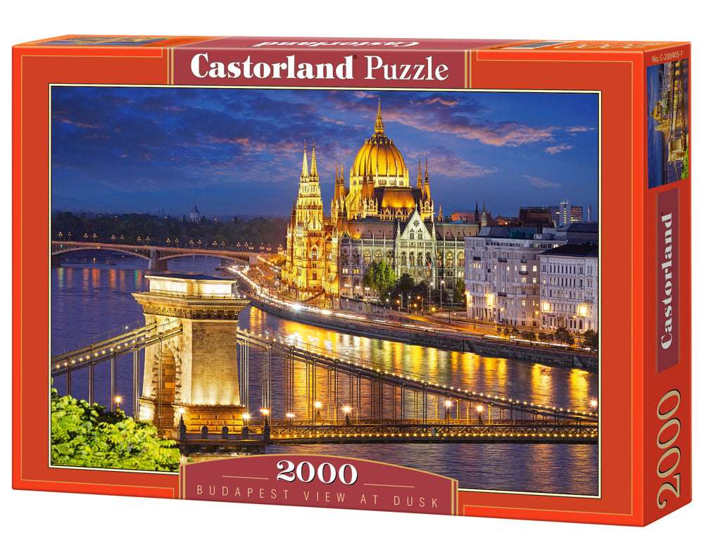 2000 Piece Jigsaw Puzzle, Budapest view at dusk, Parliament, Budapest Hungary Puzzle, Adult Puzzles, Castorland C - 200405 - 2 - Bridge Toys - Premium Jigsaw Puzzles - Little Red General Store