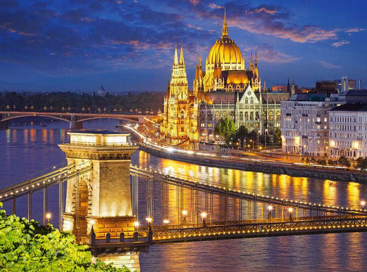 2000 Piece Jigsaw Puzzle, Budapest view at dusk, Parliament, Budapest Hungary Puzzle, Adult Puzzles, Castorland C - 200405 - 2 - Bridge Toys - Premium Jigsaw Puzzles - Little Red General Store