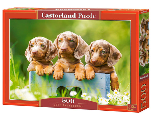 500 Piece Jigsaw Puzzle, Cute Dachshunds, Animal puzzle, Dogs, Puppies, Adult Puzzle, Castorland B - 53605 - Bridge Toys - Premium Jigsaw Puzzles - Little Red General Store