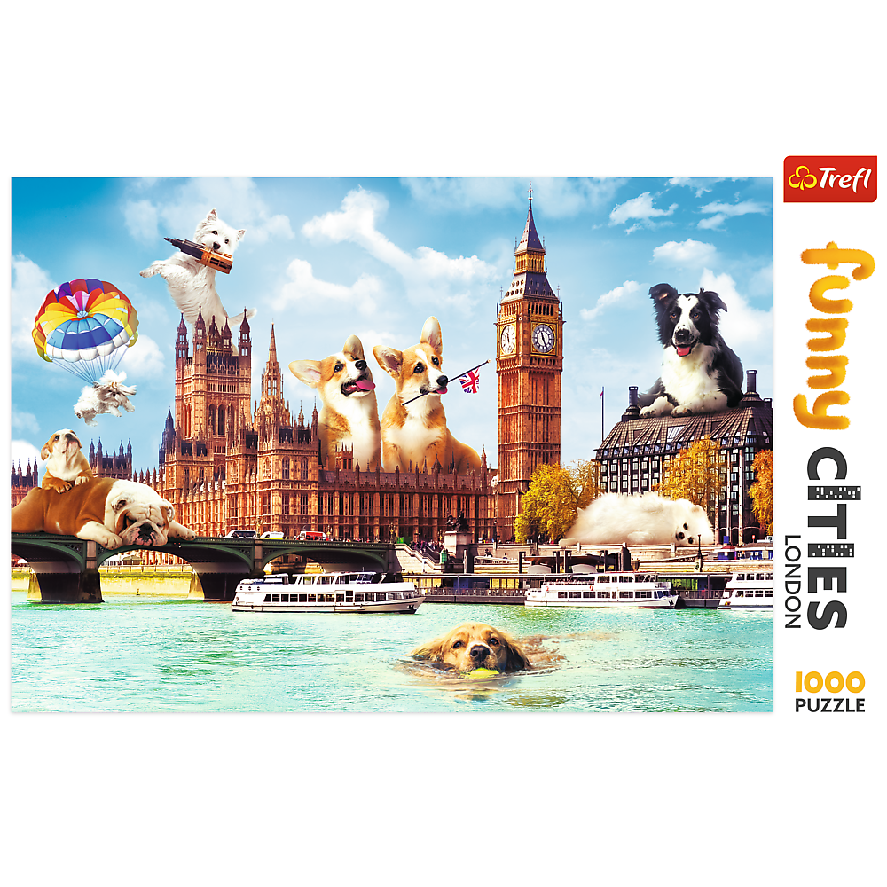 1000 Piece Jigsaw Puzzles, Dogs in London, Puzzle of Dogs, Corgi, Bulldog, Westie, Adult Puzzles, Trefl 10596 - Bridge Toys - Premium Jigsaw Puzzles - Little Red General Store