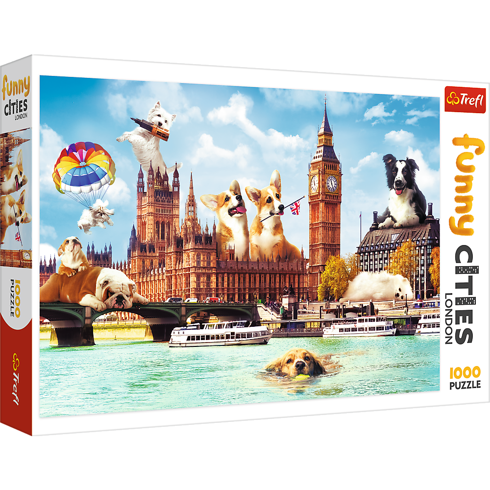 1000 Piece Jigsaw Puzzles, Dogs in London, Puzzle of Dogs, Corgi, Bulldog, Westie, Adult Puzzles, Trefl 10596 - Bridge Toys - Premium Jigsaw Puzzles - Little Red General Store