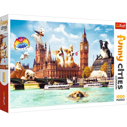 1000 Piece Jigsaw Puzzles, Dogs in London, Puzzle of Dogs, Corgi, Bulldog, Westie, Adult Puzzles, Trefl 10596 - Bridge Toys - Premium Jigsaw Puzzles - Little Red General Store