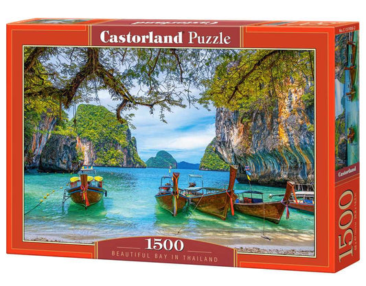 1500 Piece Jigsaw Puzzle, Beautiful Bay in Thailand, Asia, Island, Fishing boat, Ocean puzzle, Adult Puzzles, Castorland C - 151936 - 2 - Bridge Toys - Premium Jigsaw Puzzles - Little Red General Store