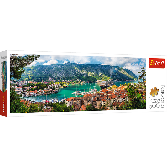 Panorama 500 Piece Jigsaw Puzzles, Kotor Montenegro, Medieval Old Town Puzzle, Adriatic Coast Puzzle, Adult Puzzles, Trefl 29506 - Bridge Toys - Premium Jigsaw Puzzles - Little Red General Store