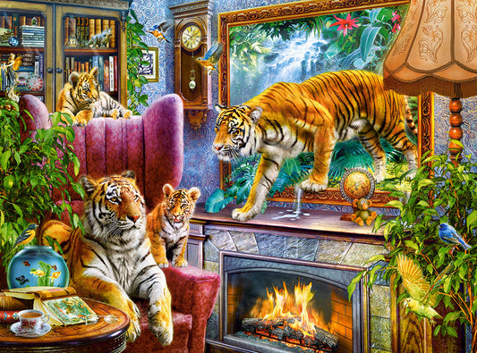 3000 Piece Jigsaw Puzzle, Tigers Coming to Life, Art. Puzzles, Animals on surrealistic scenery, Adult Puzzle, Castorland C - 300556 - 2 - Bridge Toys - Premium Jigsaw Puzzles - Little Red General Store